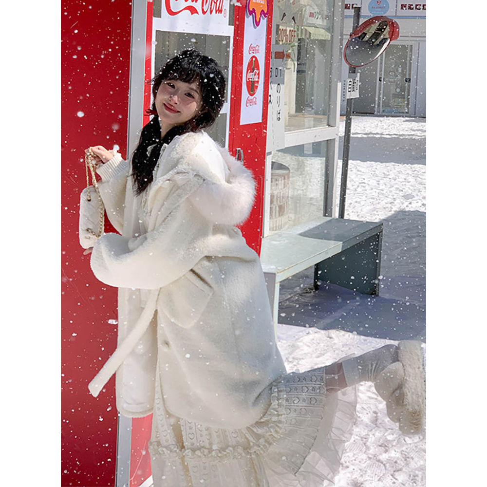 小个子甜美可爱毛呢外套冬季新款高级感小众气质显瘦长款呢子大衣