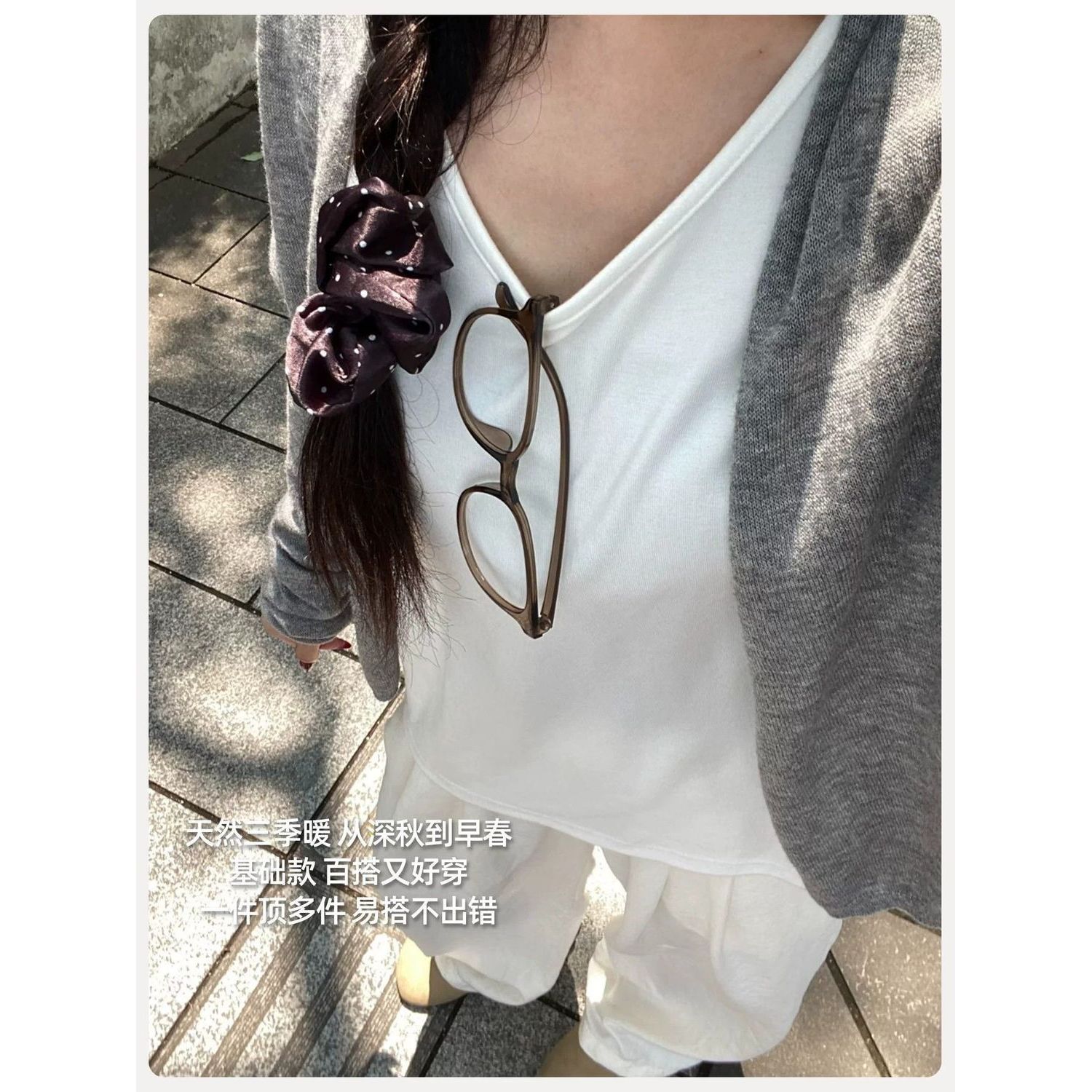 莫代尔v领短袖t恤女夏季薄款宽松打底衫2026新款低领内搭白色上衣