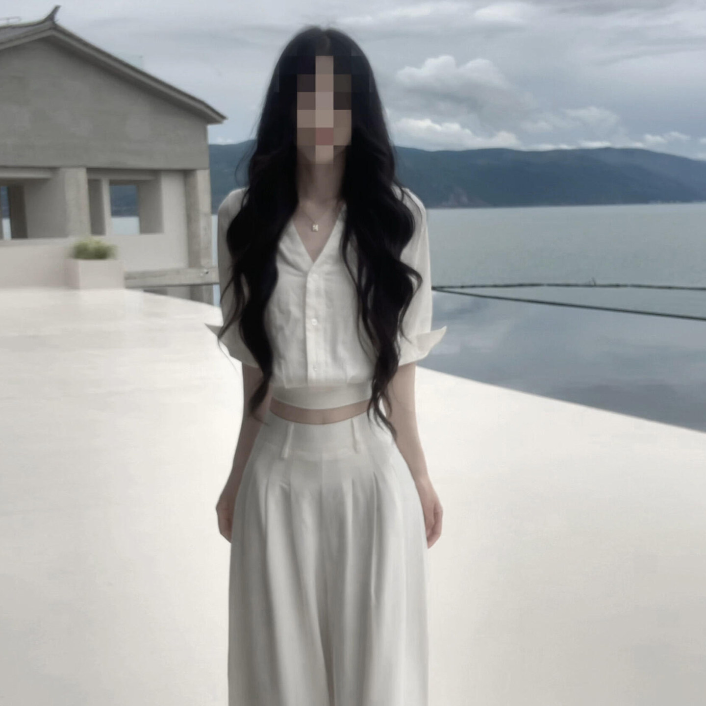 韩系漂亮出片穿搭一整套女夏季2026新款高级感白色衬衫阔腿裤套装
