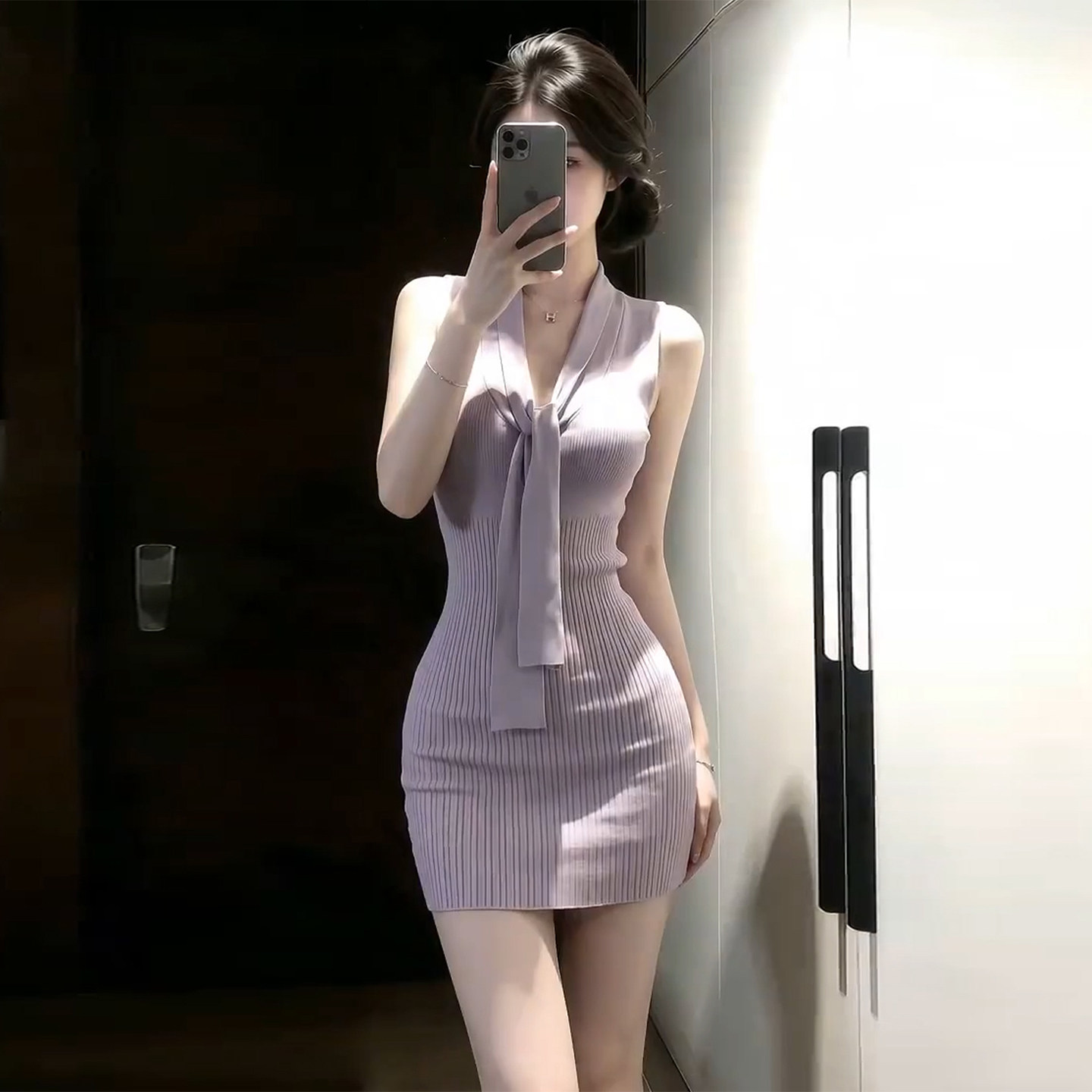 御姐穿搭套装女夏季韩系修身V领背心上衣显身材包臀半身裙子