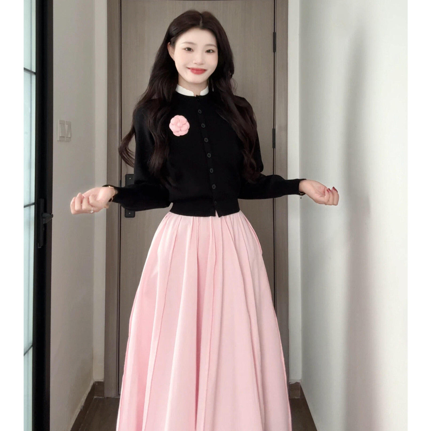2026新款超漂亮蓝色针织开衫裙套装女春多巴胺韩系chic别致两件套