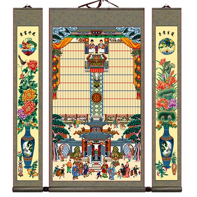 不褪色布供奉老祖宗家谱族谱挂画老式卷轴家堂轴子宗祖先神位牌位