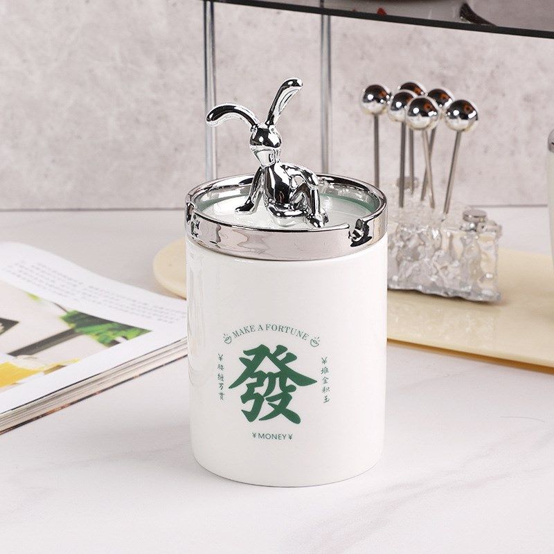 创意麻将馆烟灰缸防飞灰办公室个性潮流家用客厅时尚陶瓷烟缸商用