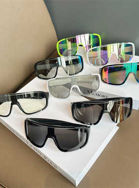 复古黑色超大框户外骑行防风运动墨镜男女登山滑雪护目显瘦太阳镜