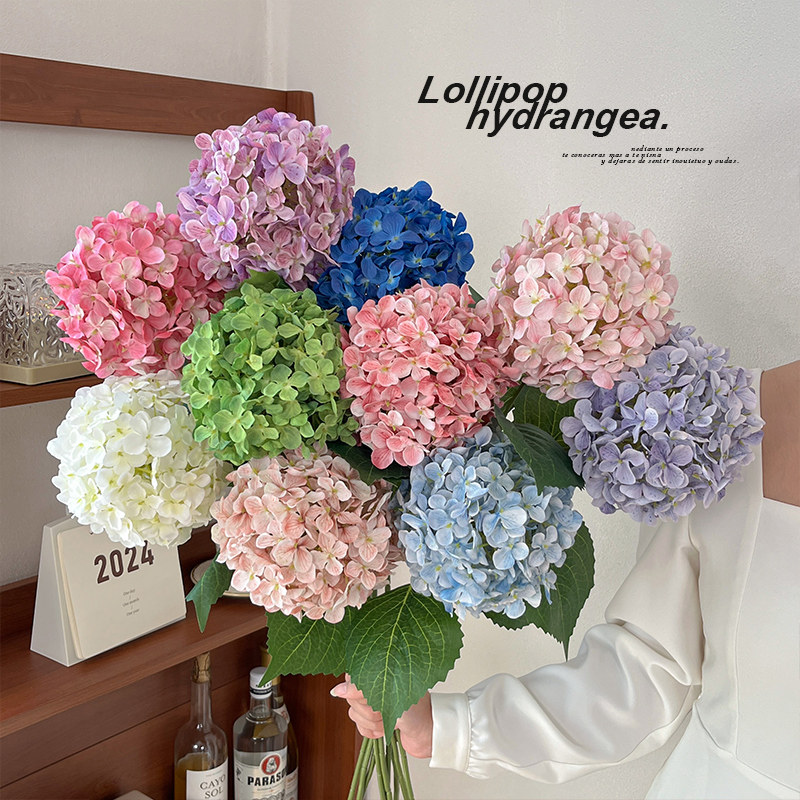 3D打印糖果色绣球花仿真花摆件客厅高级感假花花束DIY装饰花摆设