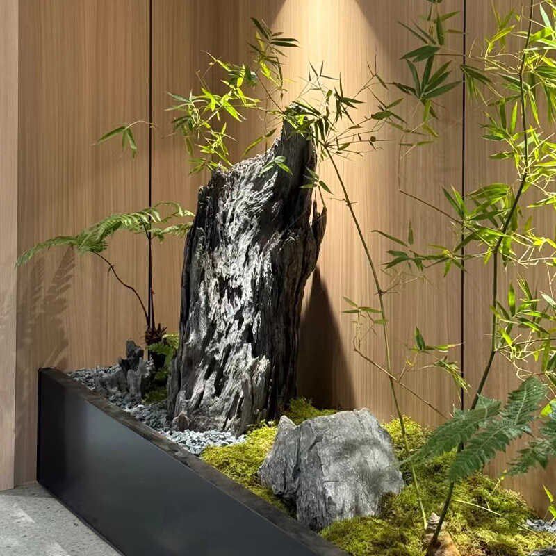 仿真泡沫石头园艺造景青龙石装饰摆件室内软装绿植假石头布置墙贴