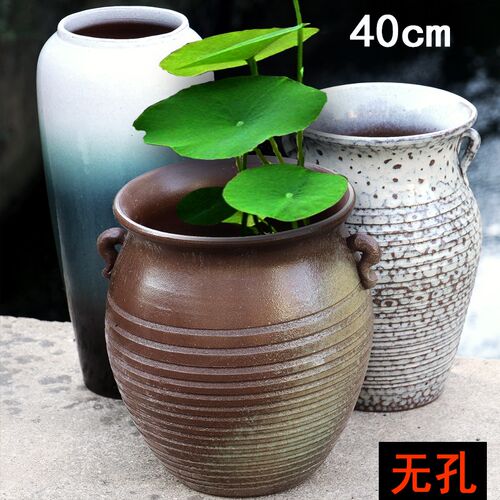 无孔水培花盆大号花瓶民宿酒店就陶罐高筒室内花器插花复古诧寂风