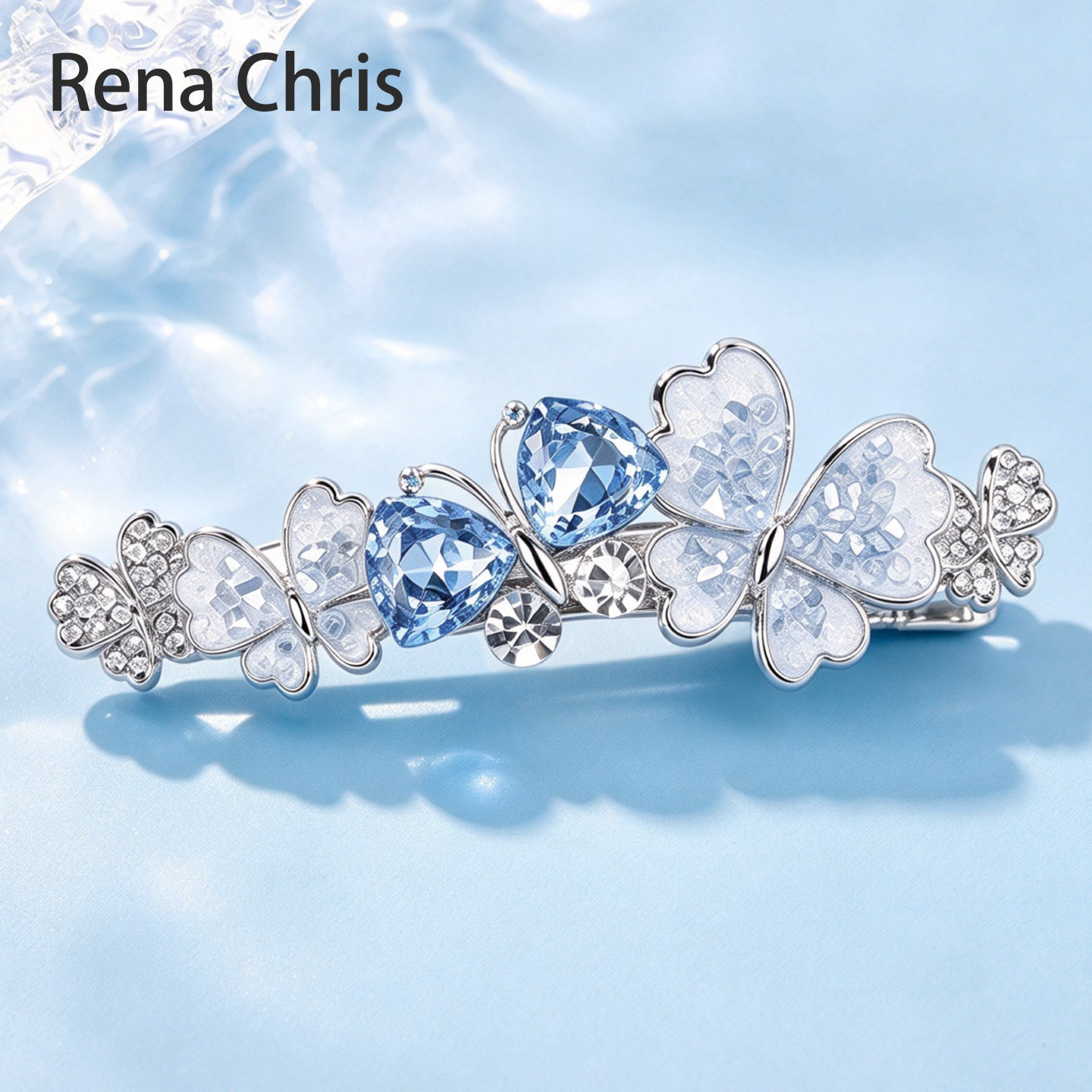 RenaChris水钻蝴蝶横夹弹簧夹女