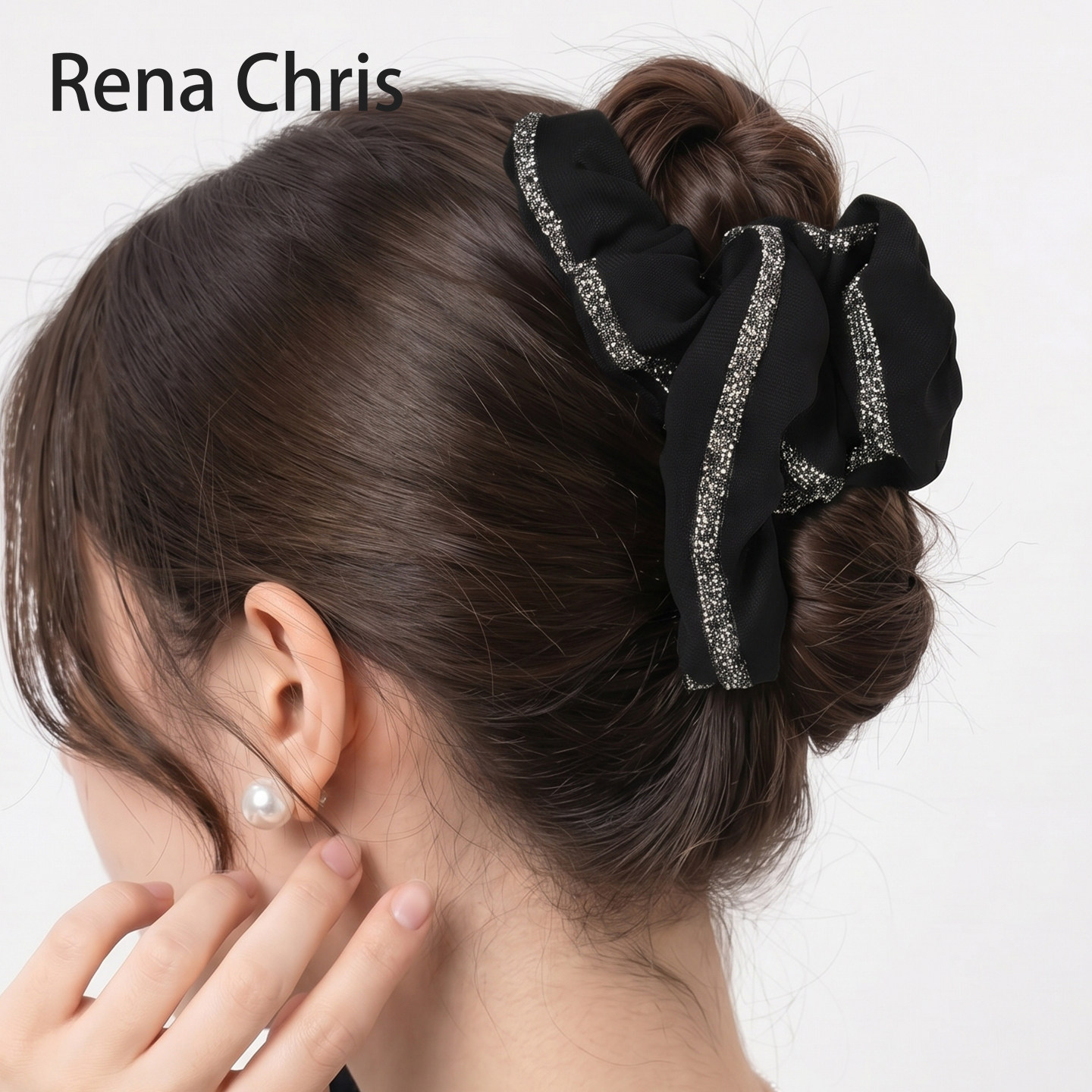 RenaChris蝴蝶结发夹高级感黑色