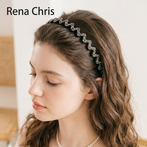 Rena Chris0压迫发箍女高颅顶带齿头箍显脸小发卡防滑洗脸发饰