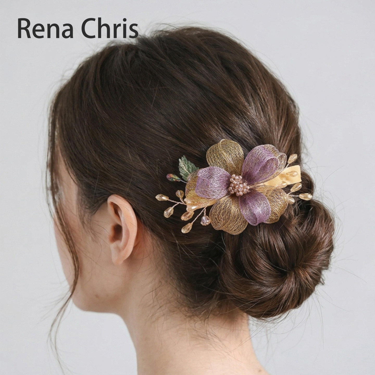 RenaChris手工镂空花朵横夹发夹
