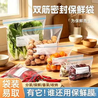 【下单立减50】PE材质保鲜袋子食品密封袋自封袋冰箱冷冻加厚xy