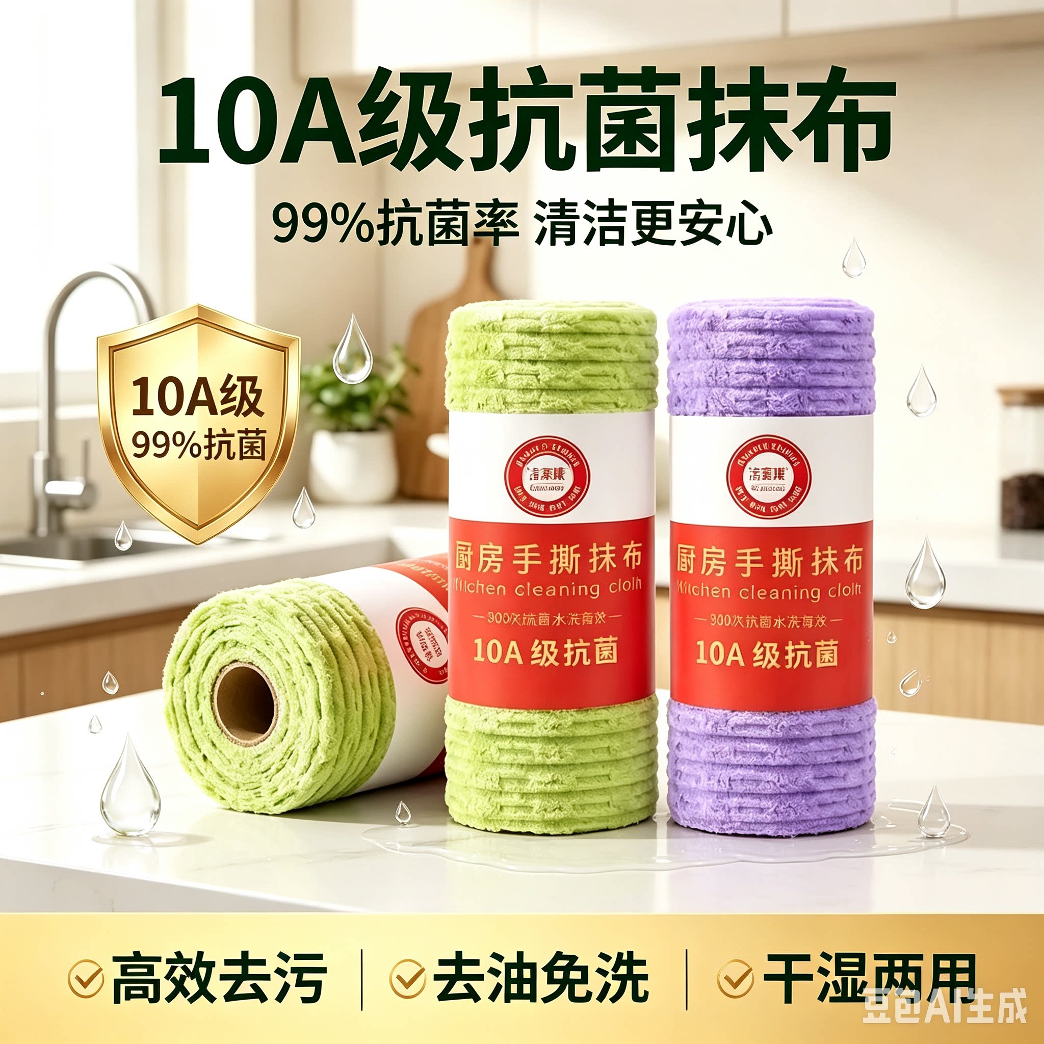 【10A抗菌抹布】厨房纸巾不易沾油污加厚水洗懒人洗碗巾百洁布JT
