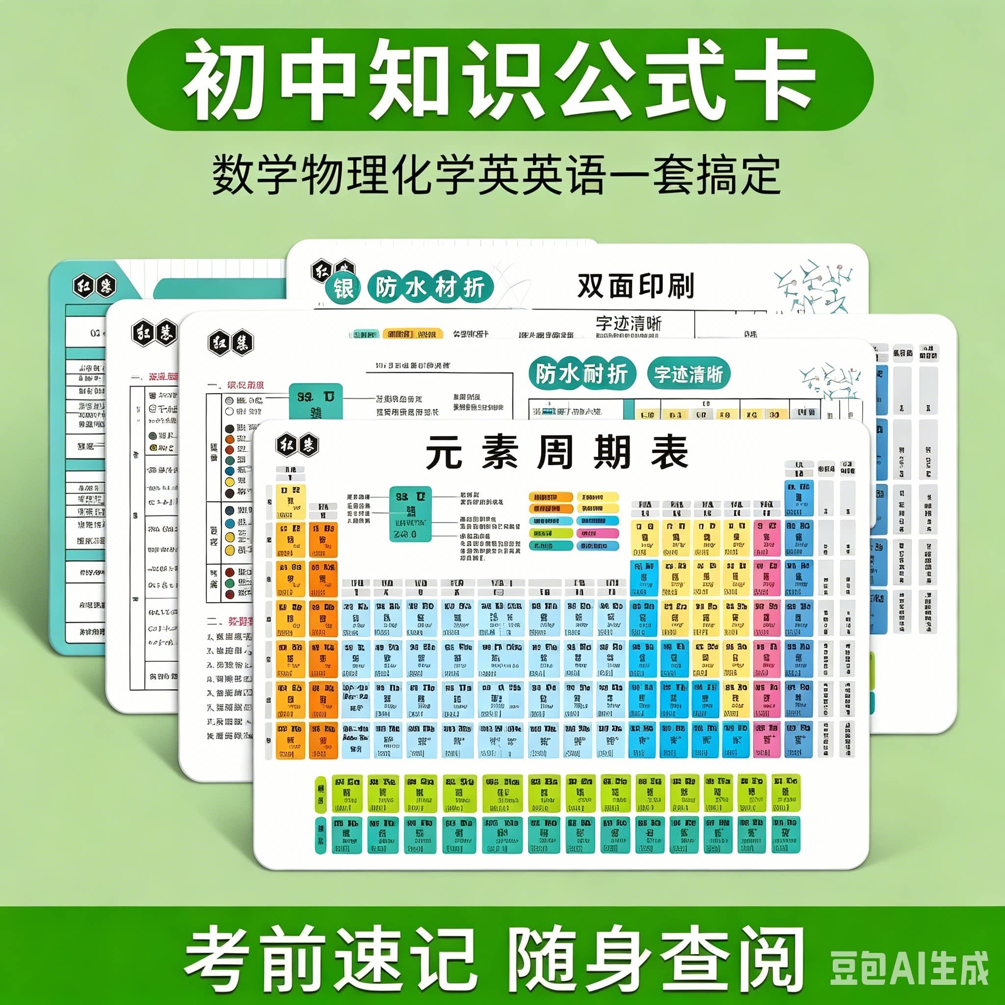 【老师推荐】全套初中化学元素周期表卡片物理化学公式常考知识JT