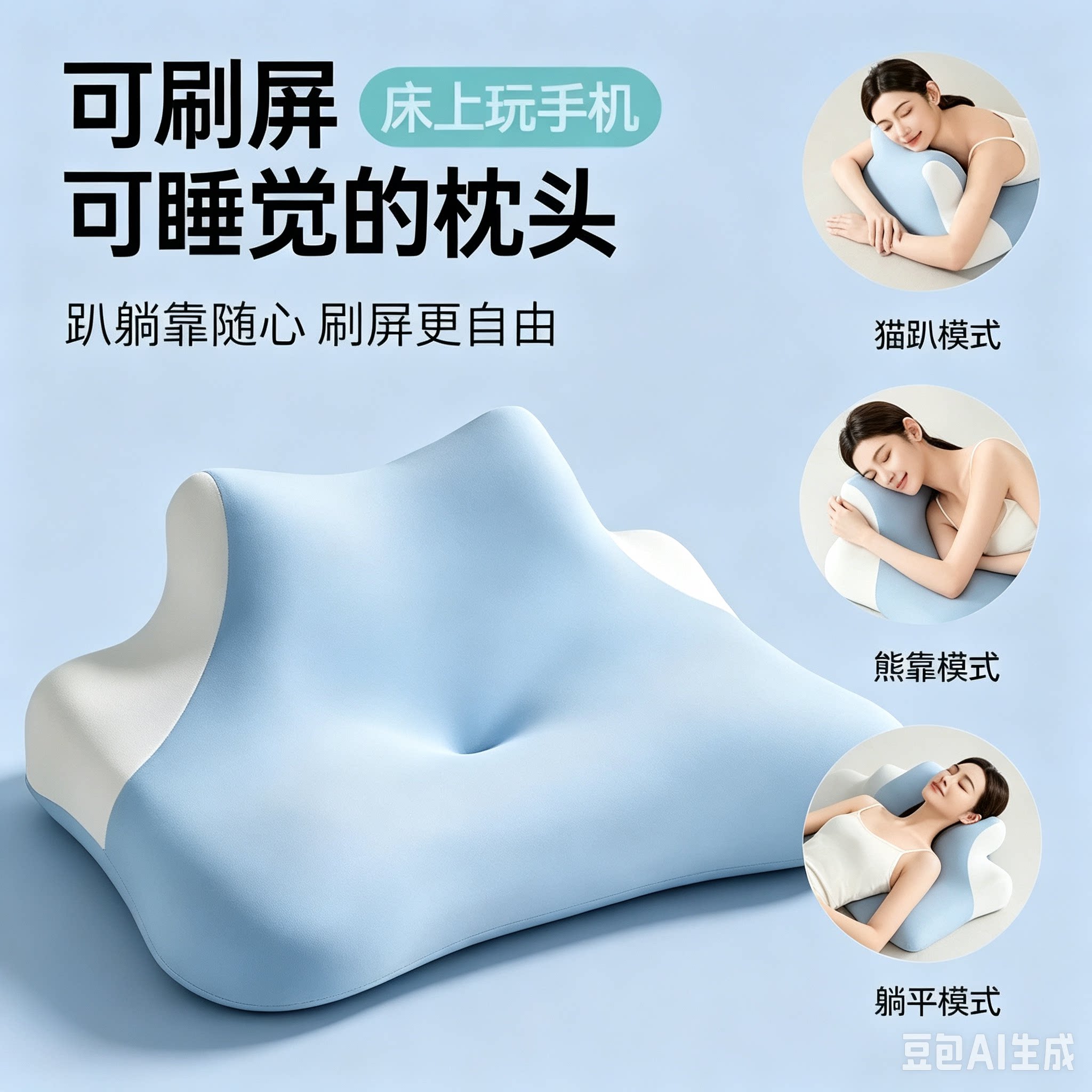多功能记忆棉趴睡枕侧睡床上可仰卧俯卧阅读玩手机护颈椎枕头HQ