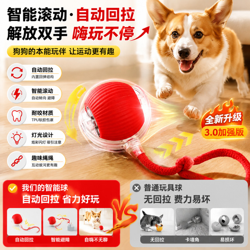 猫咪玩具智能滚动球自嗨解闷神器猫咪自嗨发声躲避球宠物玩具用品