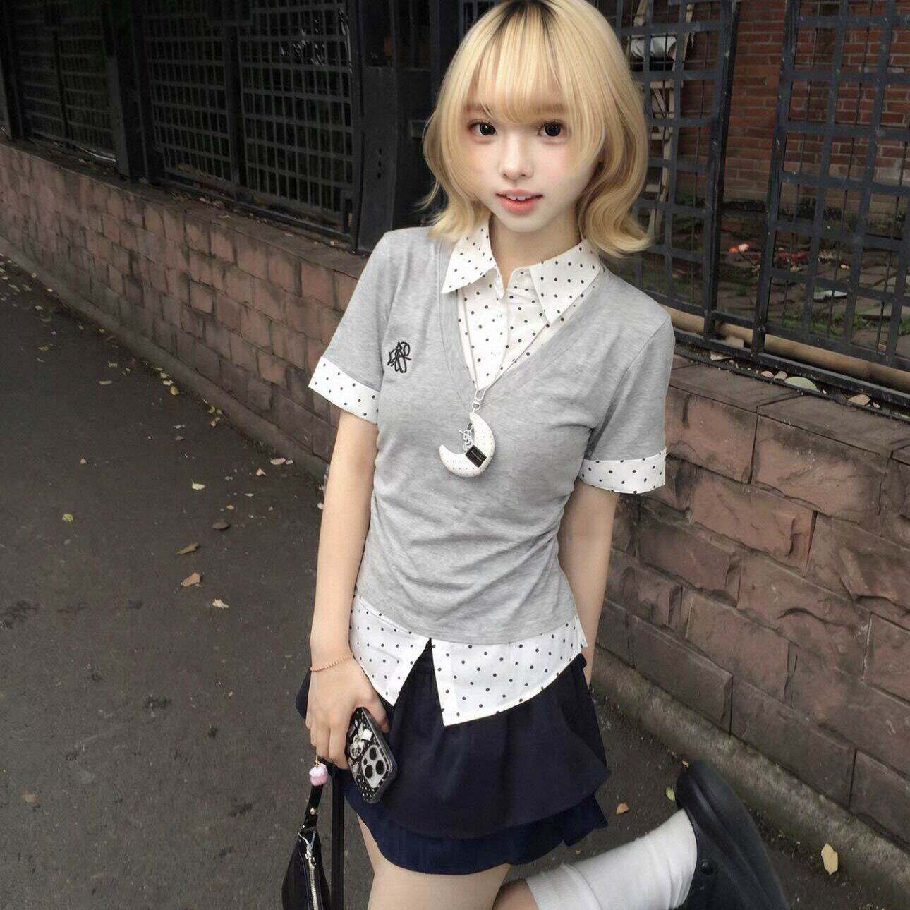 学院风波点假两件polo领
