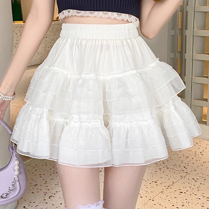 高腰白色半身裙女夏2025