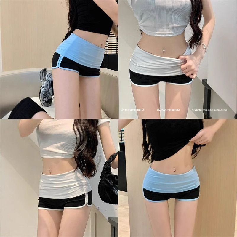 撞色弹力休闲短裤女夏季