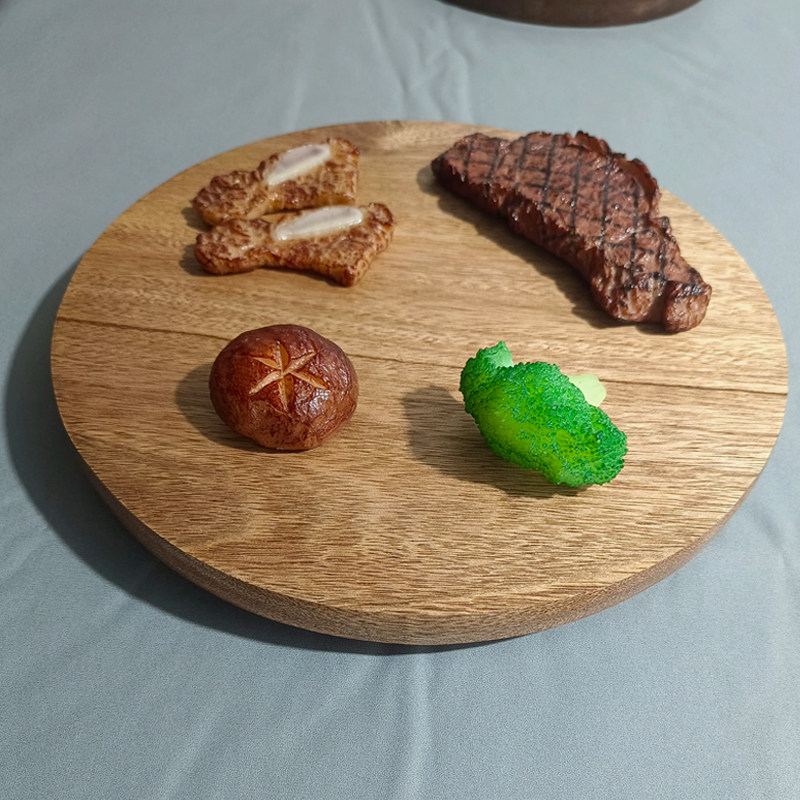 火锅涮肉生肉装盘刺身五花肉摆盘烤肉冷切肉砧板防霉实木圆形案板
