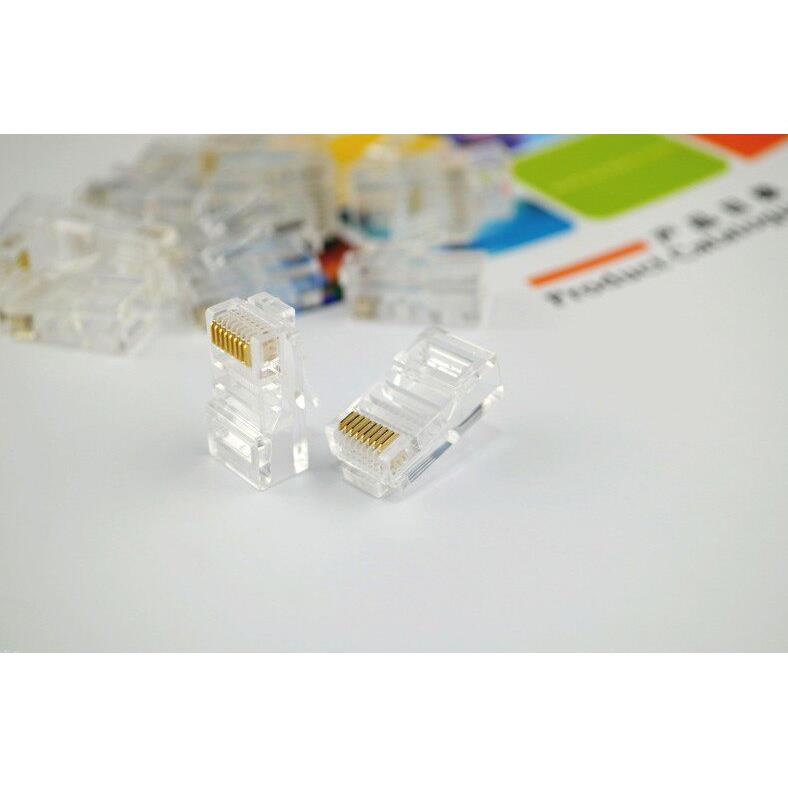 Tenda水晶头类别5E纯铜8芯网线水晶头Rj45无屏蔽网络连接器水晶头