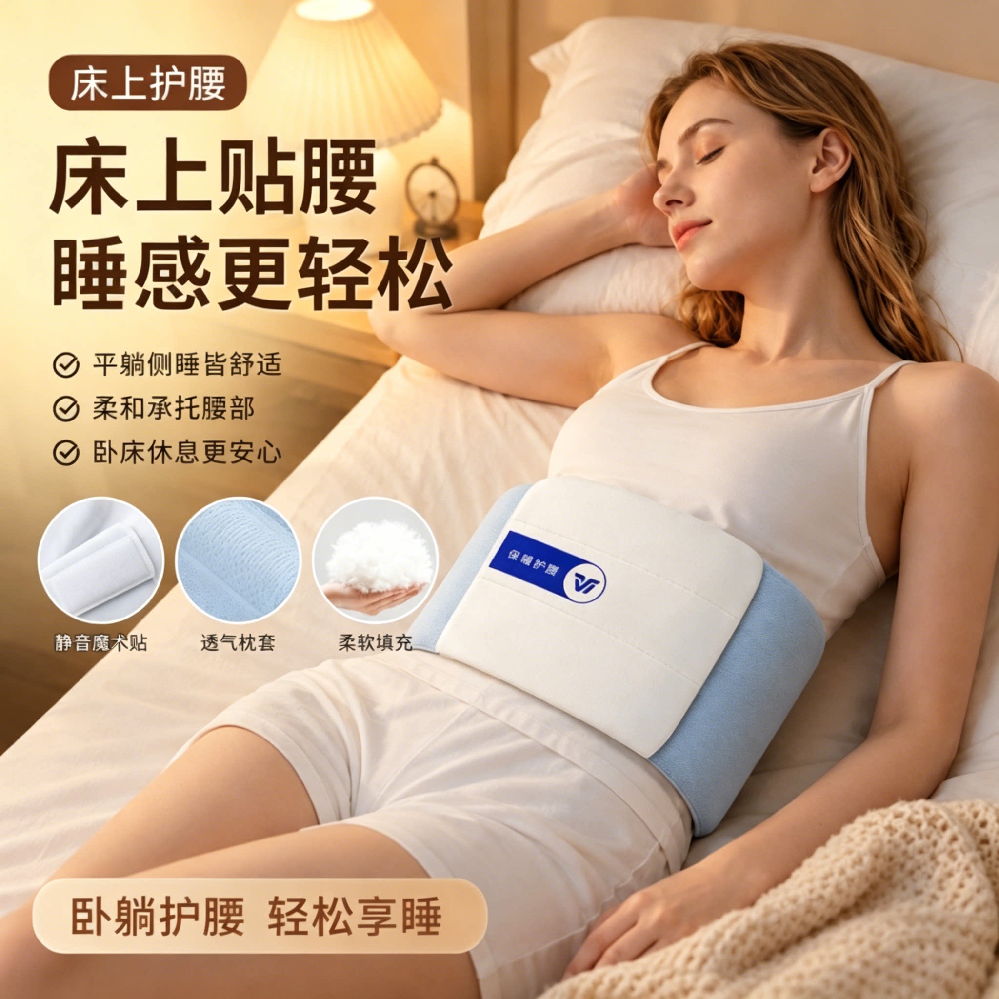 床上护腰垫睡眠护腰带睡觉好用腰枕平躺护腰睡觉支撑包裹保温护腰