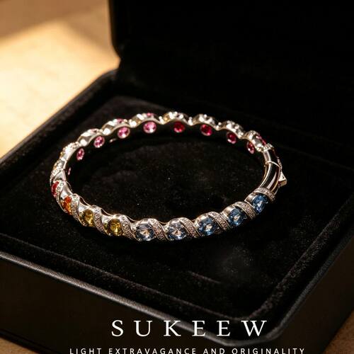 SUKEEW轻奢彩虹缠绕麻花手镯