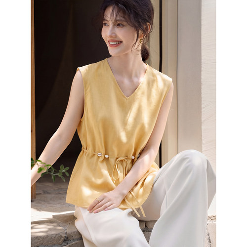 露露酱NN~X61Z034100%莱赛尔无袖衬衫
