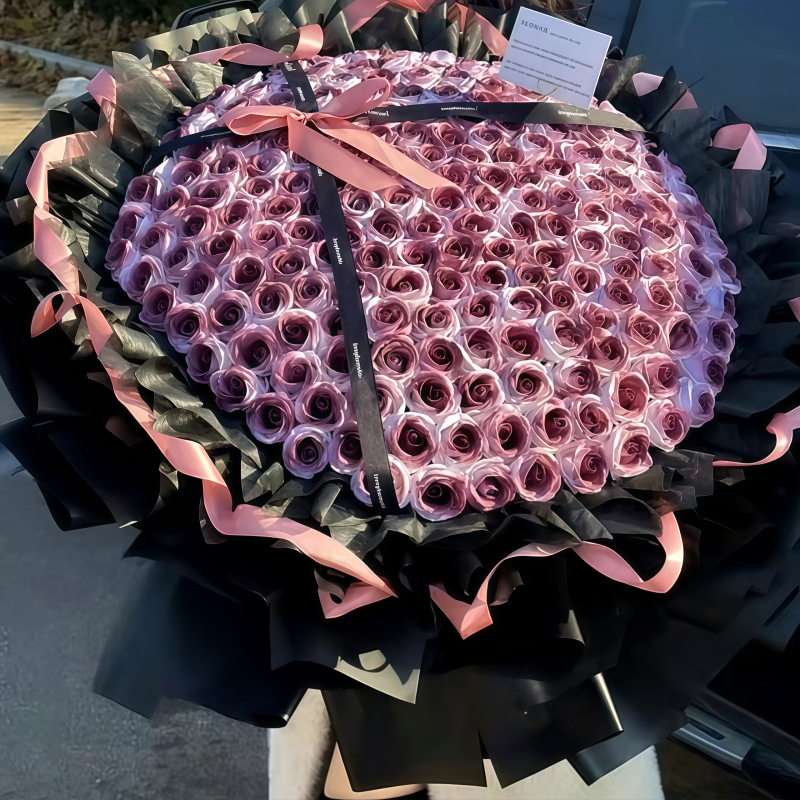 199朵粉玫瑰花束纪念日生日惊喜情人节花束送女生永生花礼物闺蜜