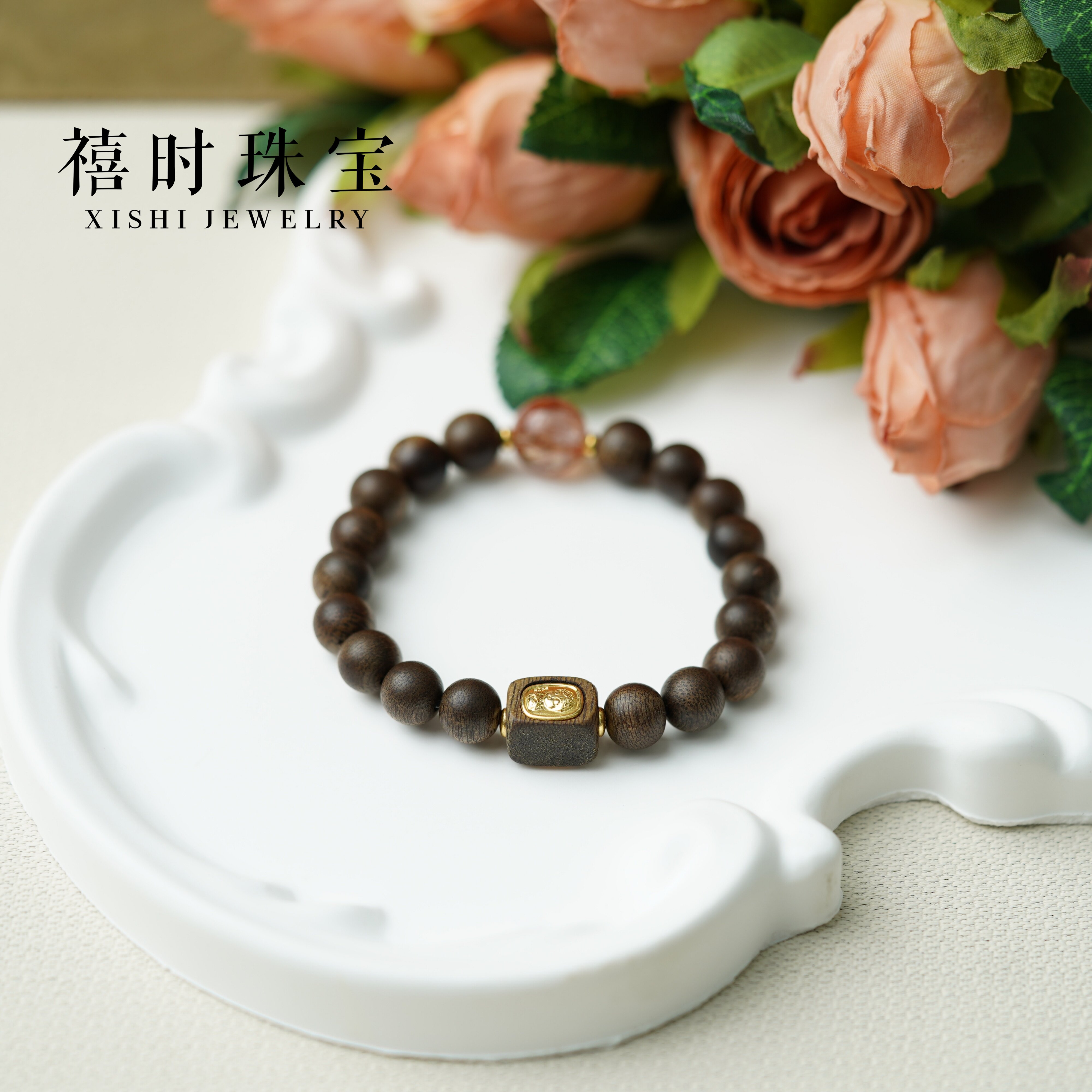 天然沉香小佛像黑金超手串新中式文玩手串舒缓情绪中性首饰