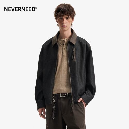 NEVERD撞色翻领仿牛仔夹