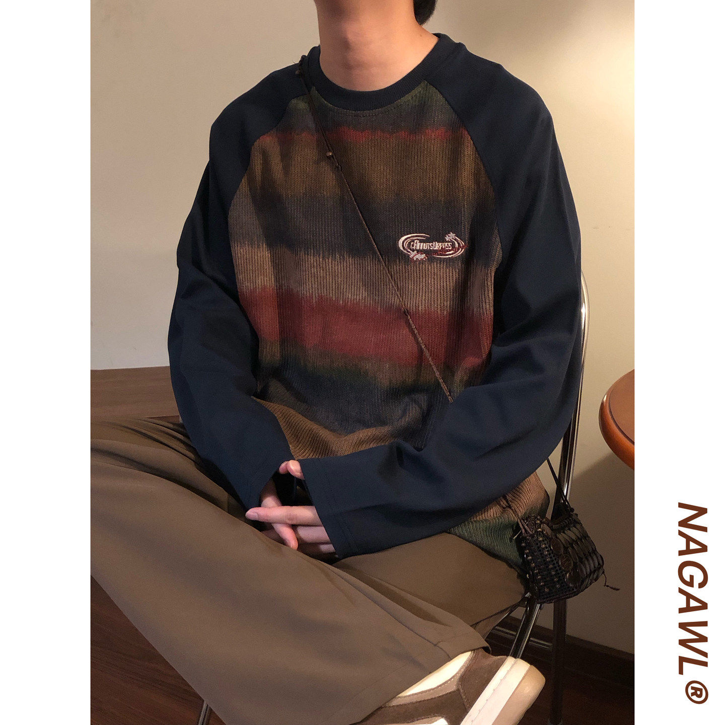 NAGAWL秋季美式复古拼接