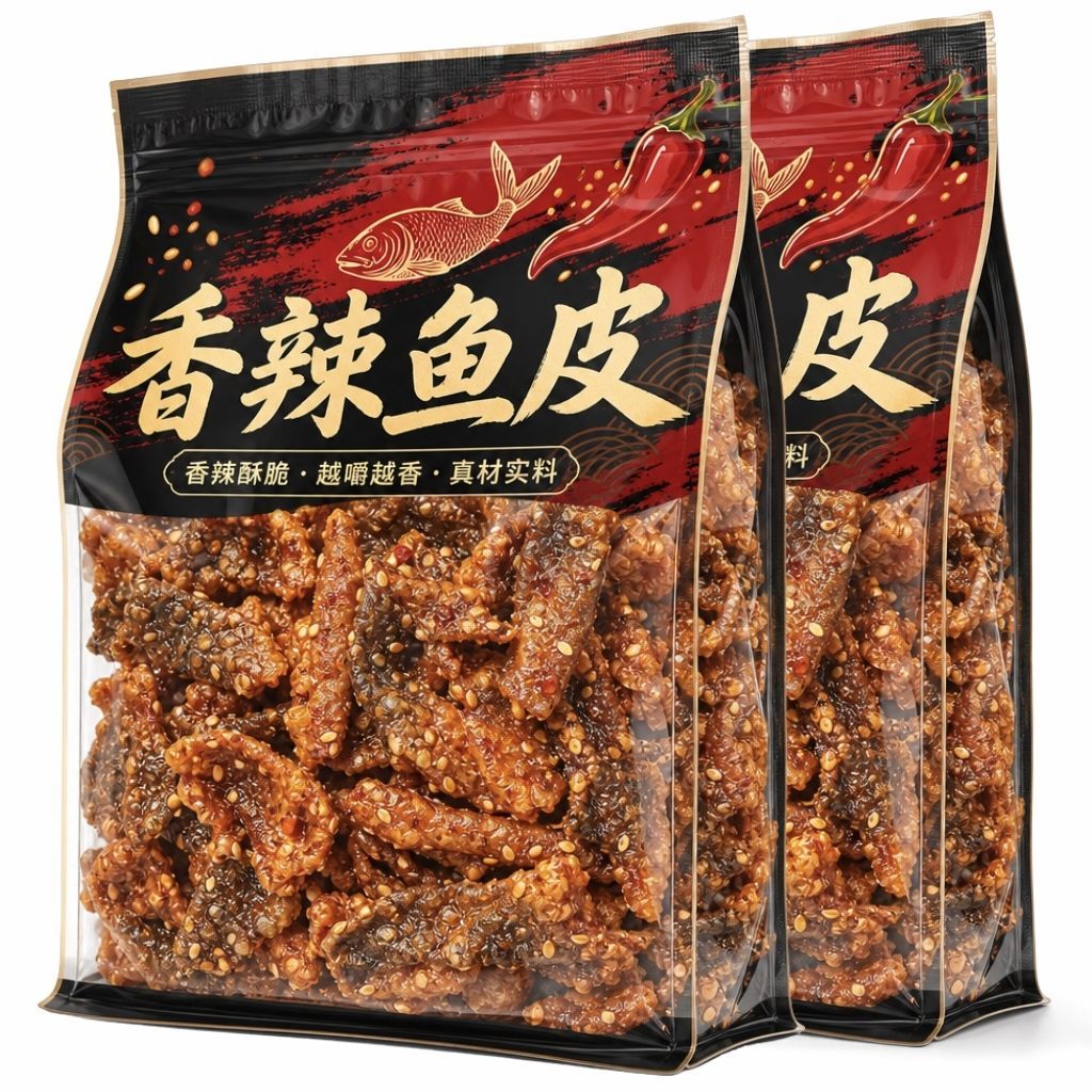香辣鱼皮甜辣鳕鱼皮新鲜即食蜜汁鱼皮追剧解馋高品质海味零食年货