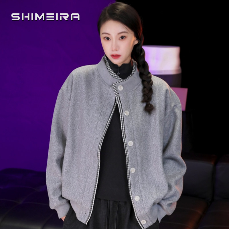 SHIMEIRA/迟山什美279新款秋季老钱复古假两件毛衣男休闲卫衣外套