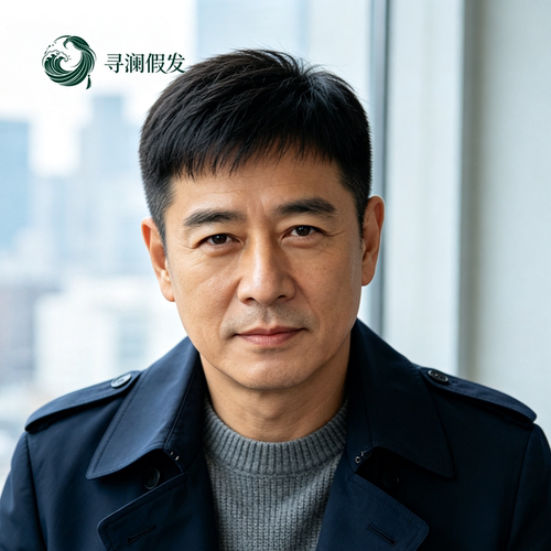 定制轻薄自然推边男士假发