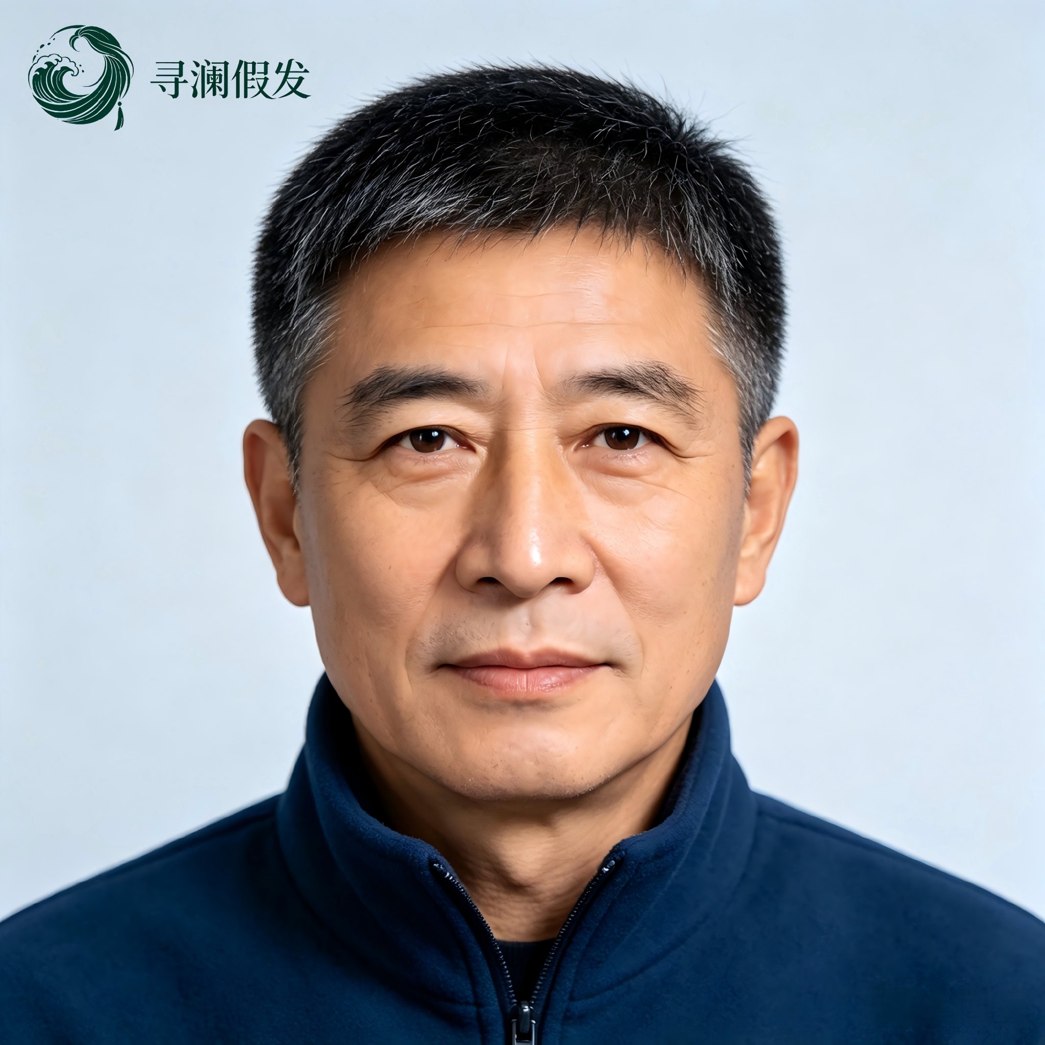 定制自然男士推边花白短寸假发