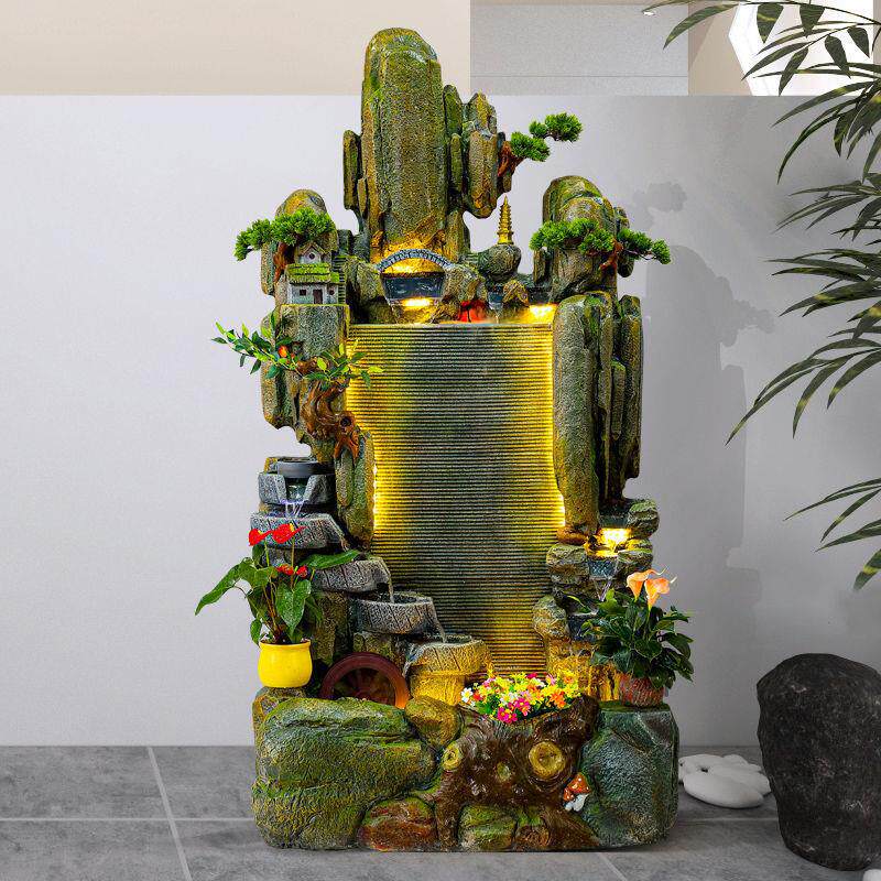 大型水幕假山流水喷泉家居鱼缸庭院摆件水景工艺品