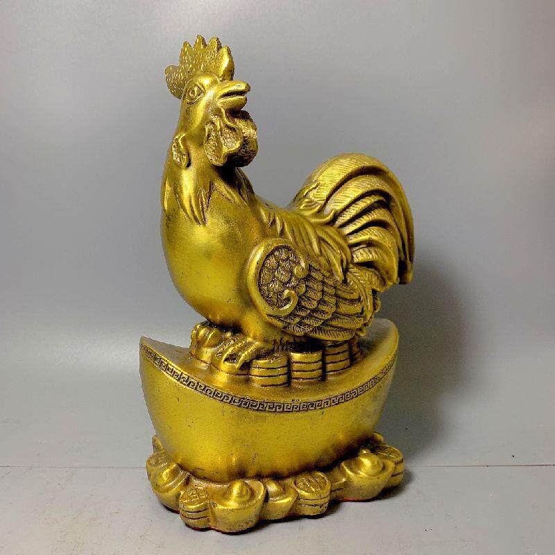 黄铜鸡黄铜金鸡铜公鸡黄铜元宝福鸡金钱鸡家居铜工艺品摆件