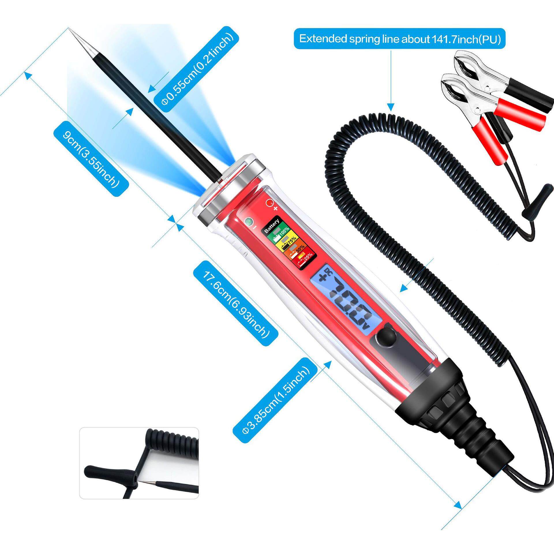 数显LCD声光汽车测电笔车用测电笔汽车线路维修检测工具1-75V