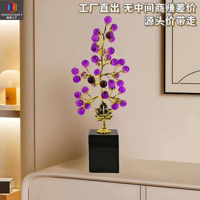 新款天然玉石售楼部板房软装饰品珐琅彩工艺仿真人参玄关酒柜摆件