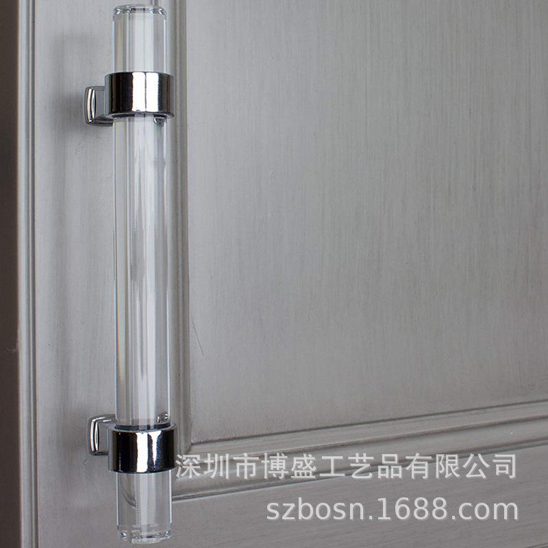 北欧现简约家具配件亚克力双孔水晶拉手田园家居抽屉衣柜厨柜