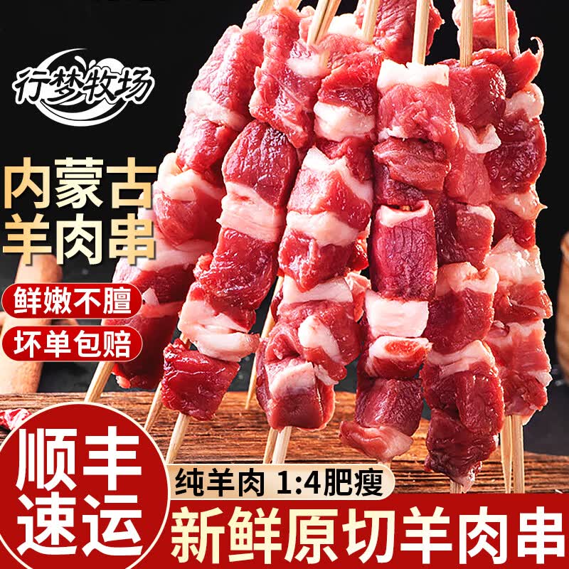 羊肉串新鲜羊肉烤串半成品烤串美食空气炸锅露营户外烧烤冷冻食材
