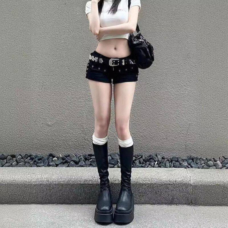 欧美式y2k辣妹千禧风热裤女大码复古低腰修身显瘦a字牛仔超短裤潮