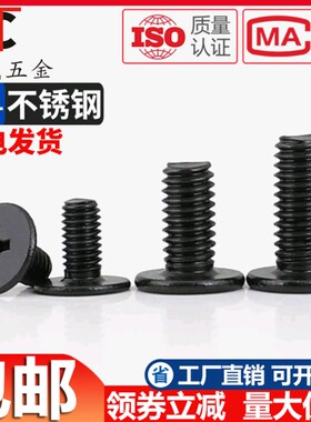 CM黑色304不锈钢扁平头十字螺丝C头薄头大平头超薄笔电电脑螺钉