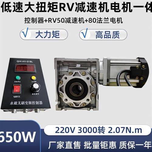 涡轮蜗杆小型减速电机650W低速大扭矩rv减速机电机一体