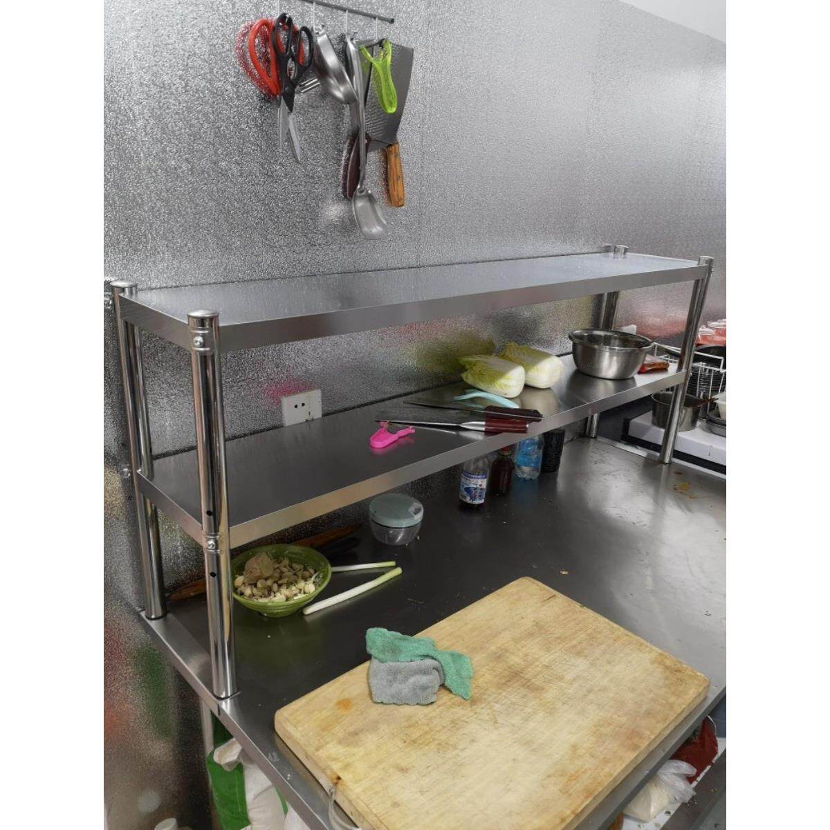 不锈钢工作台架子奶茶店台上架操作台置物架立架厨房平冷柜台面架