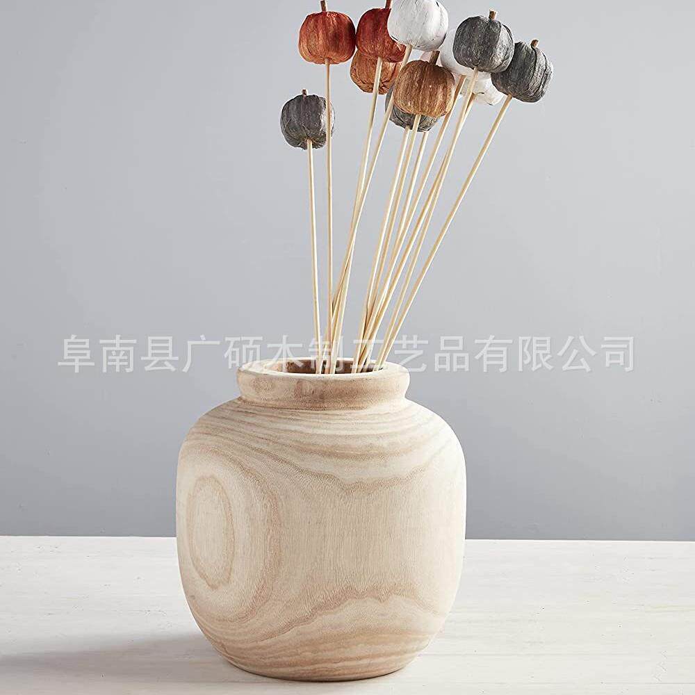 干花花瓶原木北欧ins风新中式摆件现代装饰民宿创意摄影道具