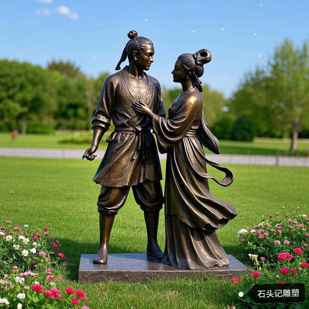 玻璃钢爱情题材雕塑历史典故牛郎织女户外雕像中式铜摆件雕塑定制