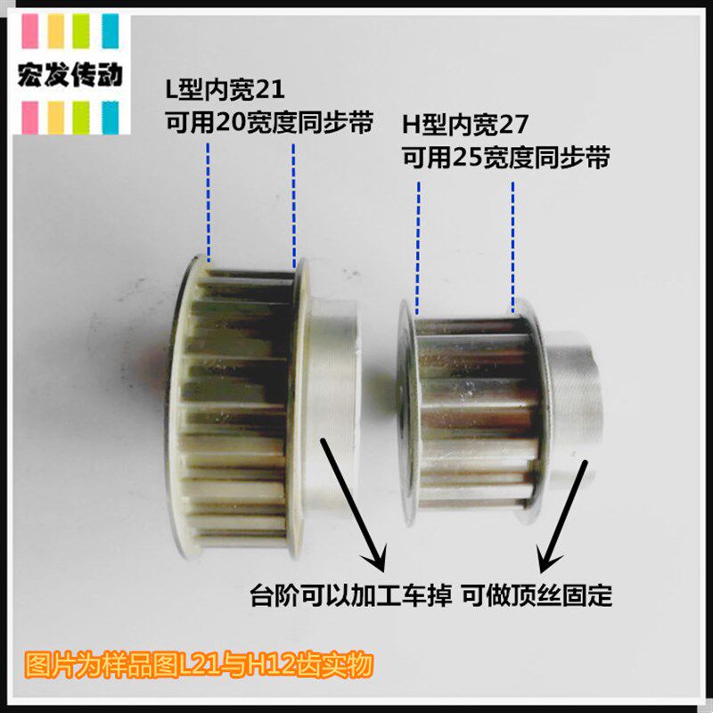 铝制 同步轮 H型 23齿 带台阶 内宽27 工艺孔 非标可定做