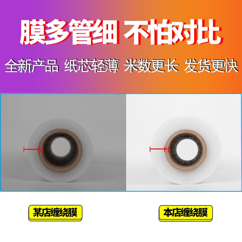 pe缠绕膜打包膜50cm透明包装保护膜工业薄膜大卷保鲜膜整箱拉伸膜